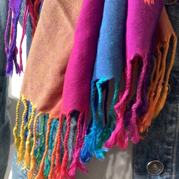 Pashmina - Multicolor long & wide Scarf - great color spectrum - Picture 3 of 4